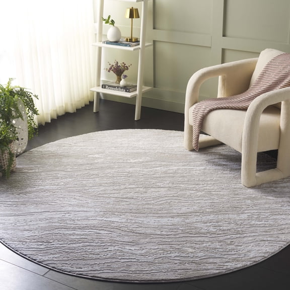 SAFAVIEH Carter Jake Abstract Area Rug, Ivory/Taupe, 6'7" x 6'7" Round