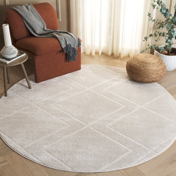 SAFAVIEH Carter Jerrod Geometric Area Rug, Ivory/Taupe, 6'7" x 6'7" Round
