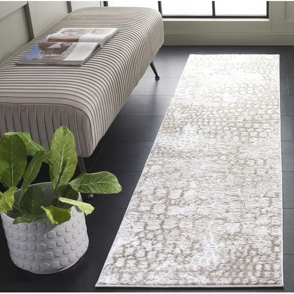 SAFAVIEH Carter Leinster Abstract Runner Rug, Ivory/Brown, 2' x 8'