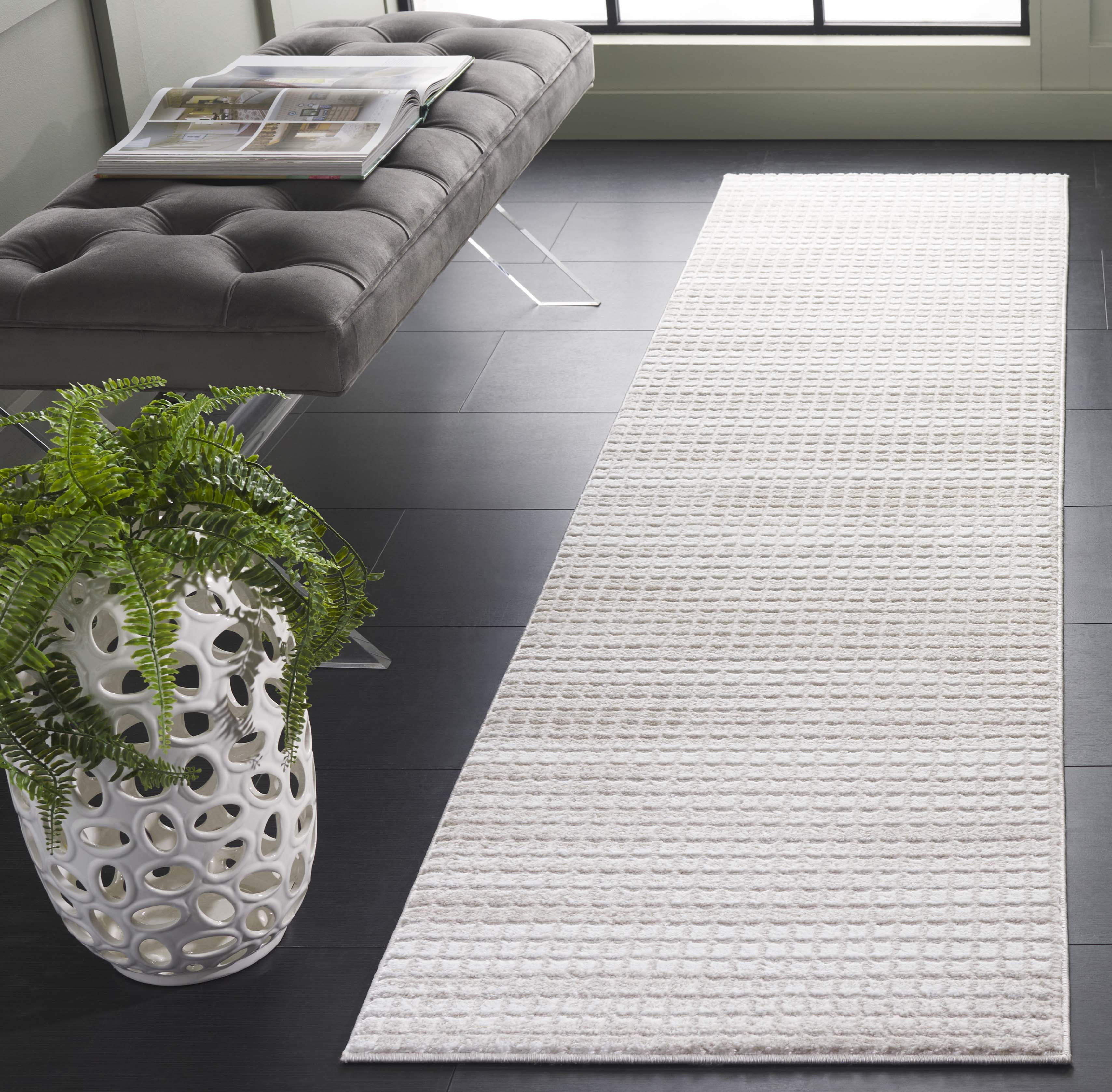 SAFAVIEH Carter Raymond Abstract Runner Rug, Ivory/Taupe, 2' x 8'