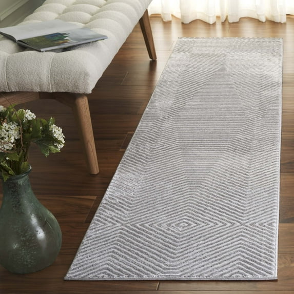 SAFAVIEH Carter Regena Abstract Runner Rug, Grey/Light Grey, 2' x 8'