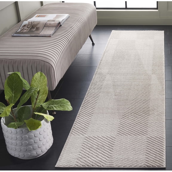 SAFAVIEH Carter Regena Abstract Runner Rug, Ivory/Taupe, 2' x 8'