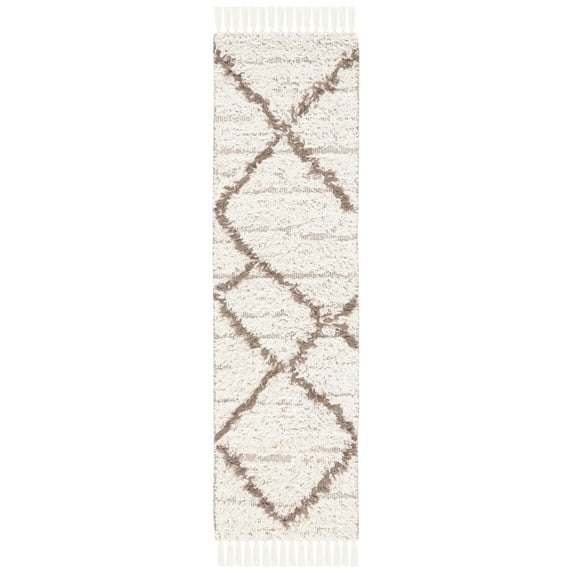 SAFAVIEH Casablanca Alannah Diamond Wool Runner Rug, Ivory/Taupe, 2'3" x 8'