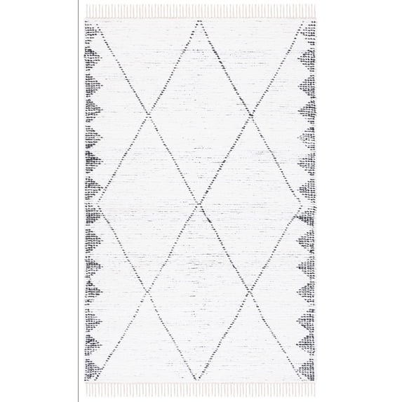SAFAVIEH Casablanca Alayna Diamond Cotton Area Rug, Ivory/Black, 3' x 5'