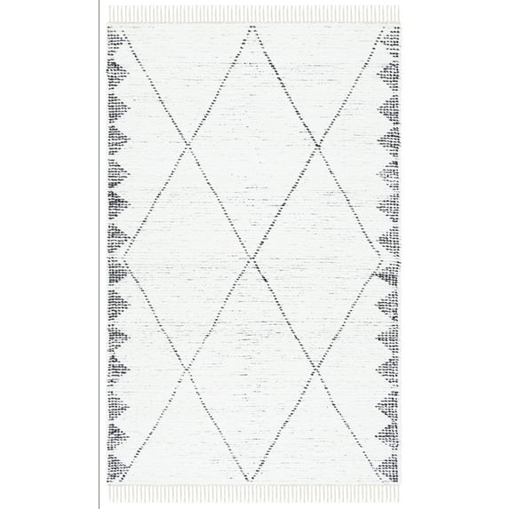 SAFAVIEH Casablanca Alayna Diamond Cotton Area Rug, Ivory/Black, 5' x 8'