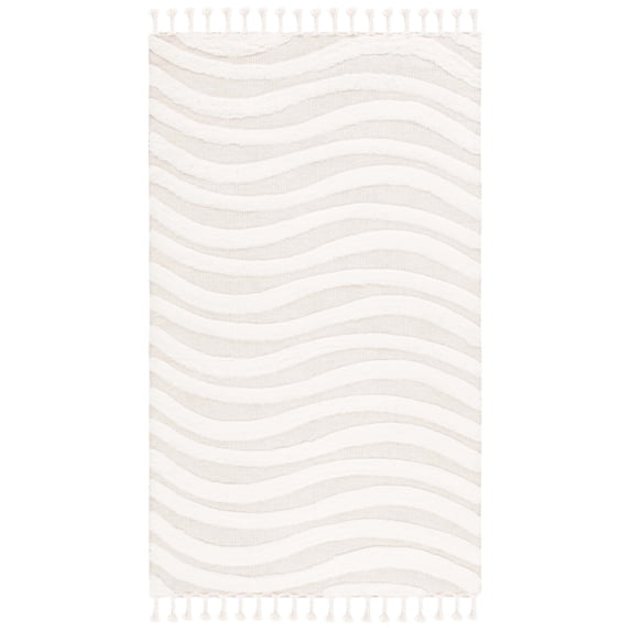 SAFAVIEH Casablanca Alene Wavy Striped Area Rug, Ivory/Light Grey, 5' x 8'