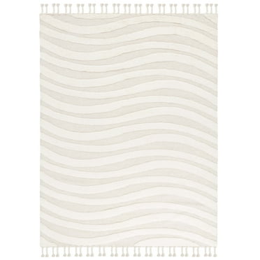 SAFAVIEH Casablanca Alene Wavy Striped Area Rug, Ivory/Light Grey, 8' x 10'