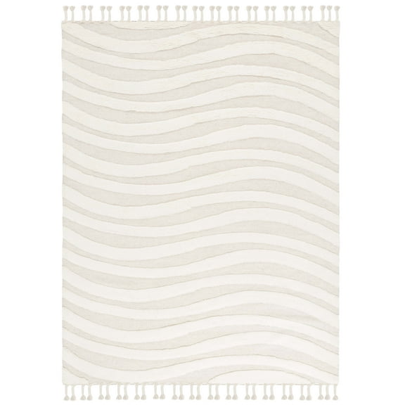 SAFAVIEH Casablanca Alene Wavy Striped Area Rug, Ivory/Light Grey, 8' x 10'