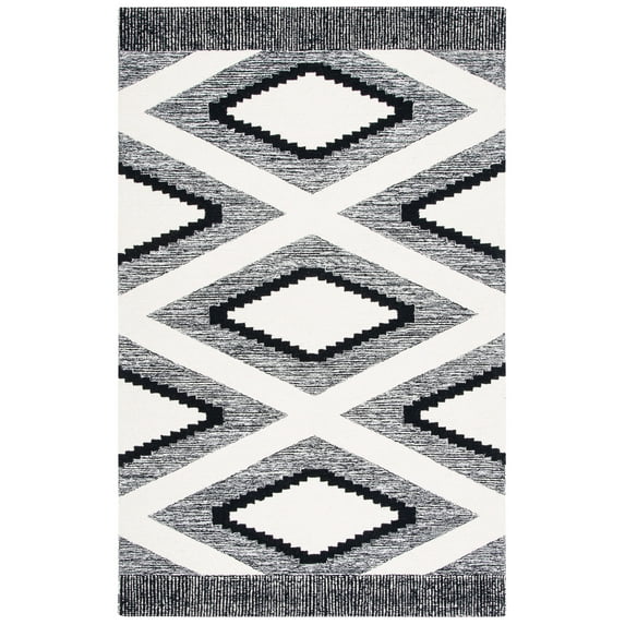 SAFAVIEH Casablanca Alvena Southwestern Wool Area Rug, Ivory/Black, 8' x 10'