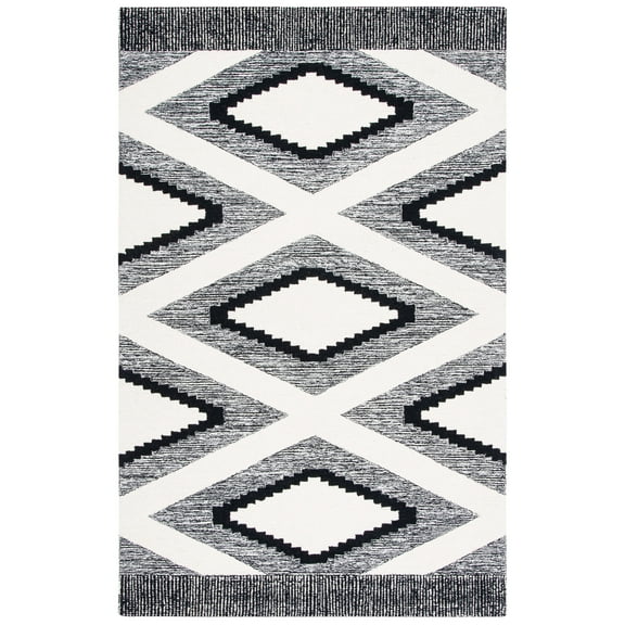 SAFAVIEH Casablanca Alvena Southwestern Wool Area Rug, Ivory/Black, 8' x 10'