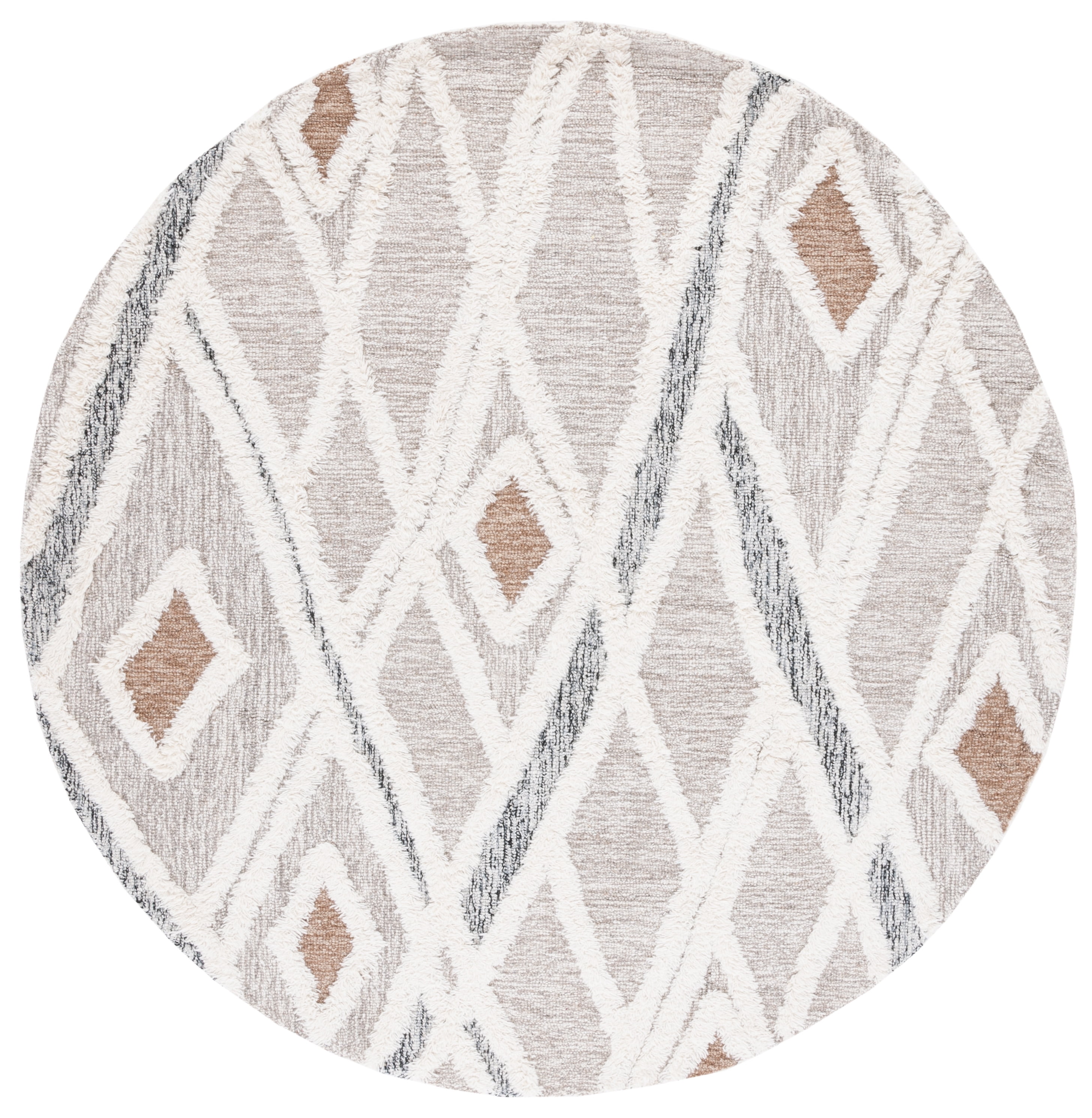 SAFAVIEH Casablanca Amelia Diamond Area Rug, Grey/Ivory, 10' x 10' Round