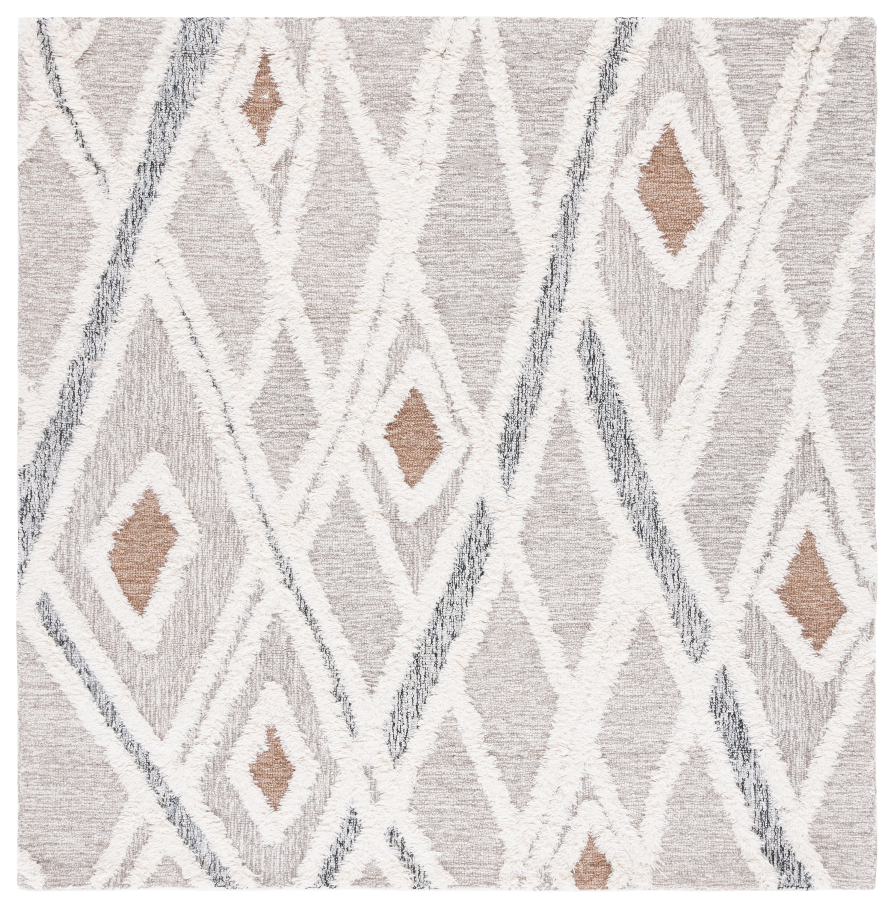 SAFAVIEH Casablanca Amelia Diamond Area Rug, Grey/Ivory, 10' x 10' Square