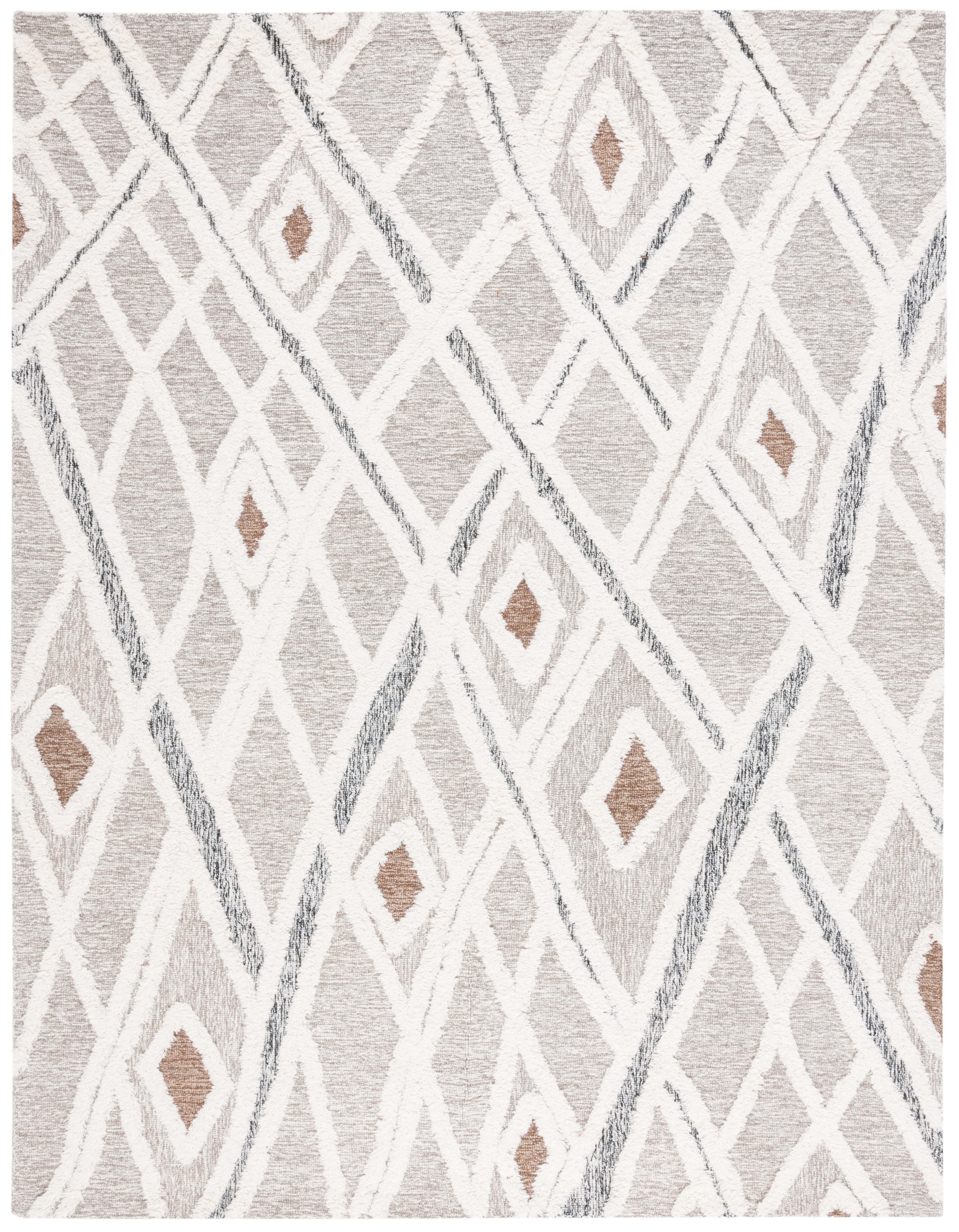 SAFAVIEH Casablanca Amelia Diamond Area Rug, Grey/Ivory, 11' x 15'