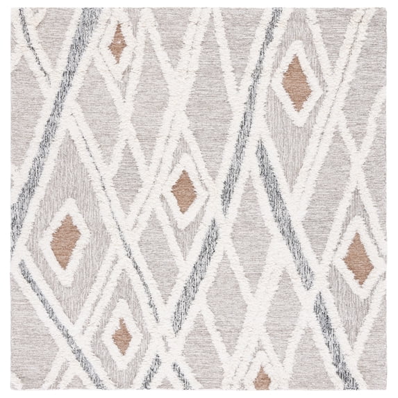 SAFAVIEH Casablanca Amelia Diamond Area Rug, Grey/Ivory, 4' x 4' Square