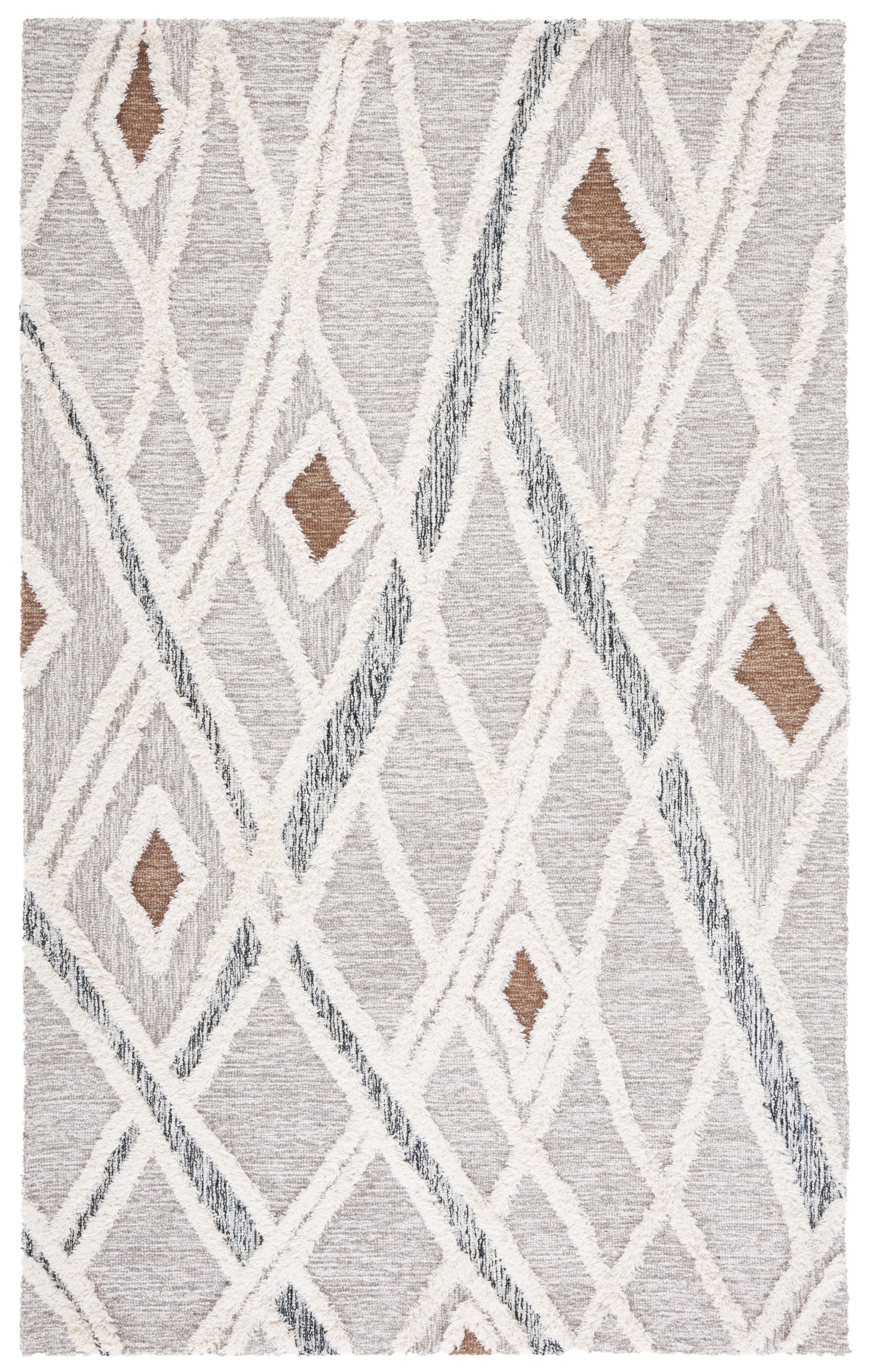 SAFAVIEH Casablanca Amelia Diamond Area Rug, Grey/Ivory, 5' x 8'