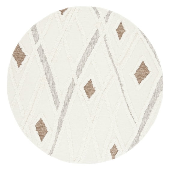 SAFAVIEH Casablanca Amelia Diamond Area Rug, Ivory/Brown, 8' x 8' Round