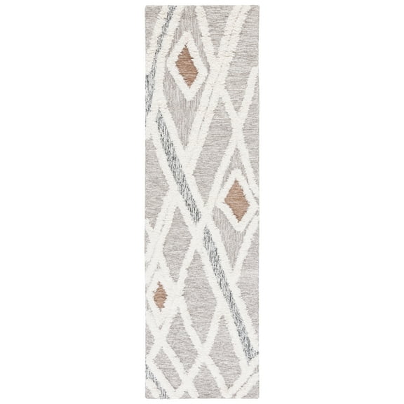 SAFAVIEH Casablanca Amelia Diamond Runner Rug, Grey/Ivory, 2'3" x 14'