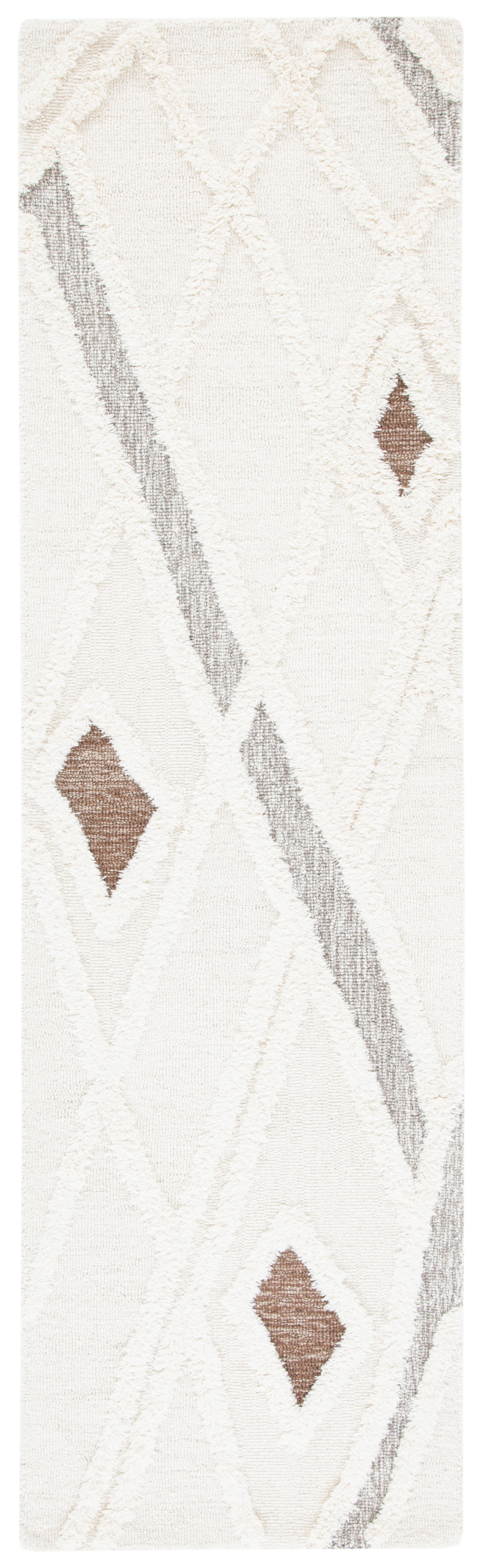 SAFAVIEH Casablanca Amelia Diamond Runner Rug, Ivory/Brown, 2'3" x 8'
