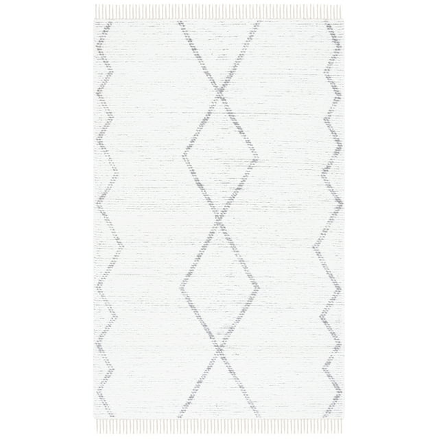 SAFAVIEH Casablanca Amy Diamond Cotton Area Rug, Ivory/Grey, 4' x 6'