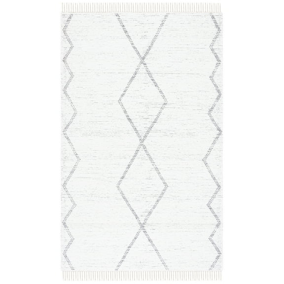 SAFAVIEH Casablanca Amy Diamond Cotton Area Rug, Ivory/Grey, 8' x 10'