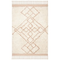 SAFAVIEH Casablanca Ariana Geometric Wool Shag Area Rug, Rust/Ivory, 4' x 6'