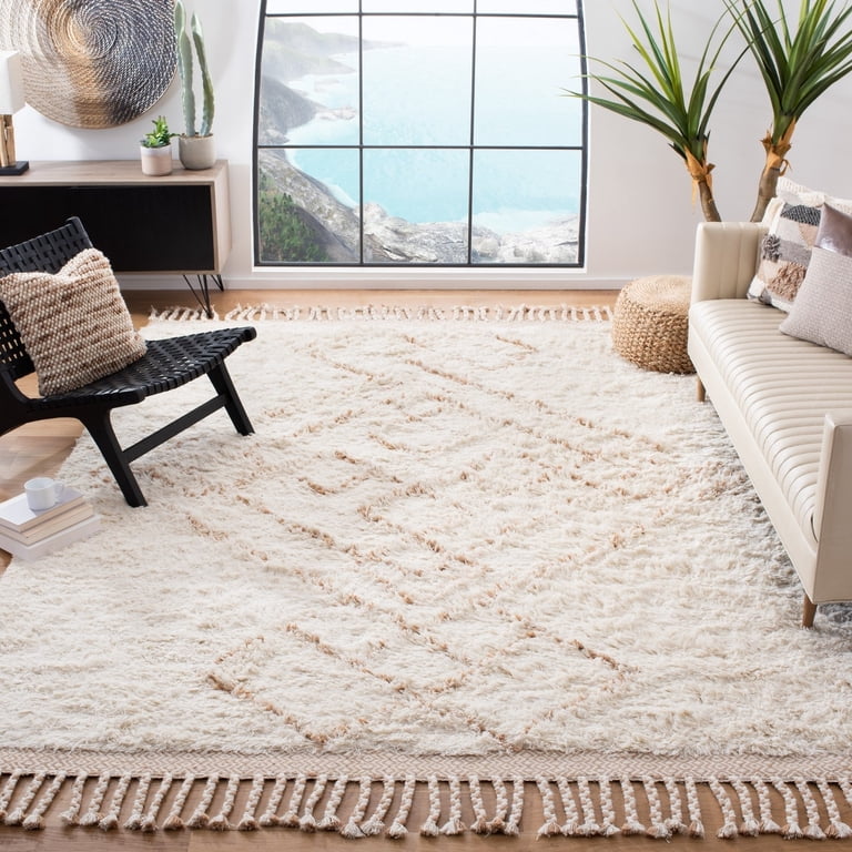 SAFAVIEH Casablanca Ariana Geometric Wool Shag Area Rug, Rust