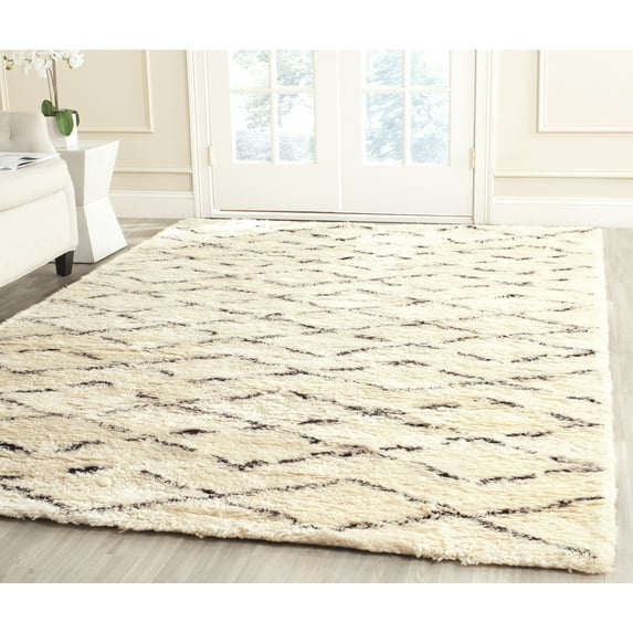 SAFAVIEH Casablanca Arturas Geometric Shag Area Rug, Ivory/Brown, 8' x 10'