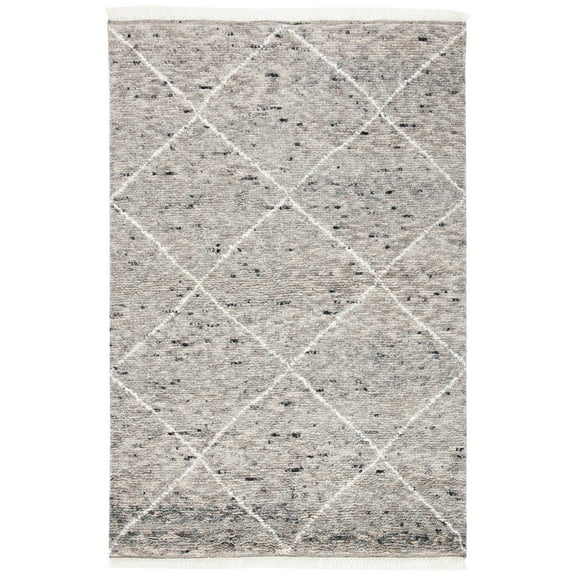 SAFAVIEH Casablanca Astrid Geometric Wool Area Rug, Grey/Ivory, 4' x 6'