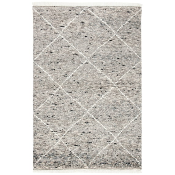 SAFAVIEH Casablanca Astrid Geometric Wool Area Rug, Grey/Ivory, 4' x 6'