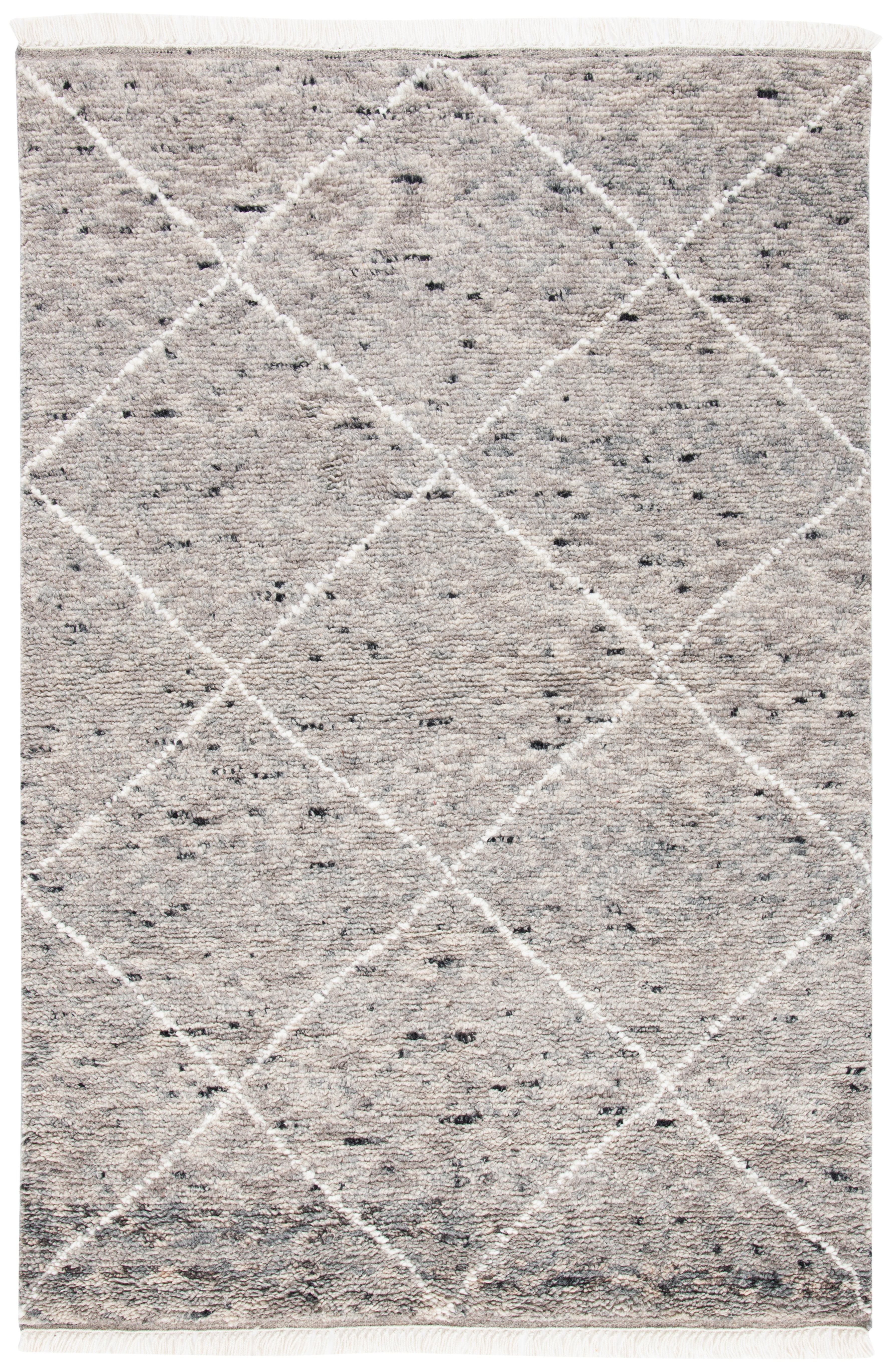 Gray Hand-Knotted Wool Shag Area Rug