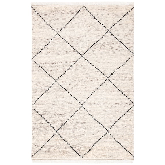SAFAVIEH Casablanca Astrid Geometric Wool Area Rug, Ivory/Black, 4' x 6'