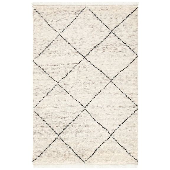 SAFAVIEH Casablanca Astrid Geometric Wool Area Rug, Ivory/Black, 4' x 6'