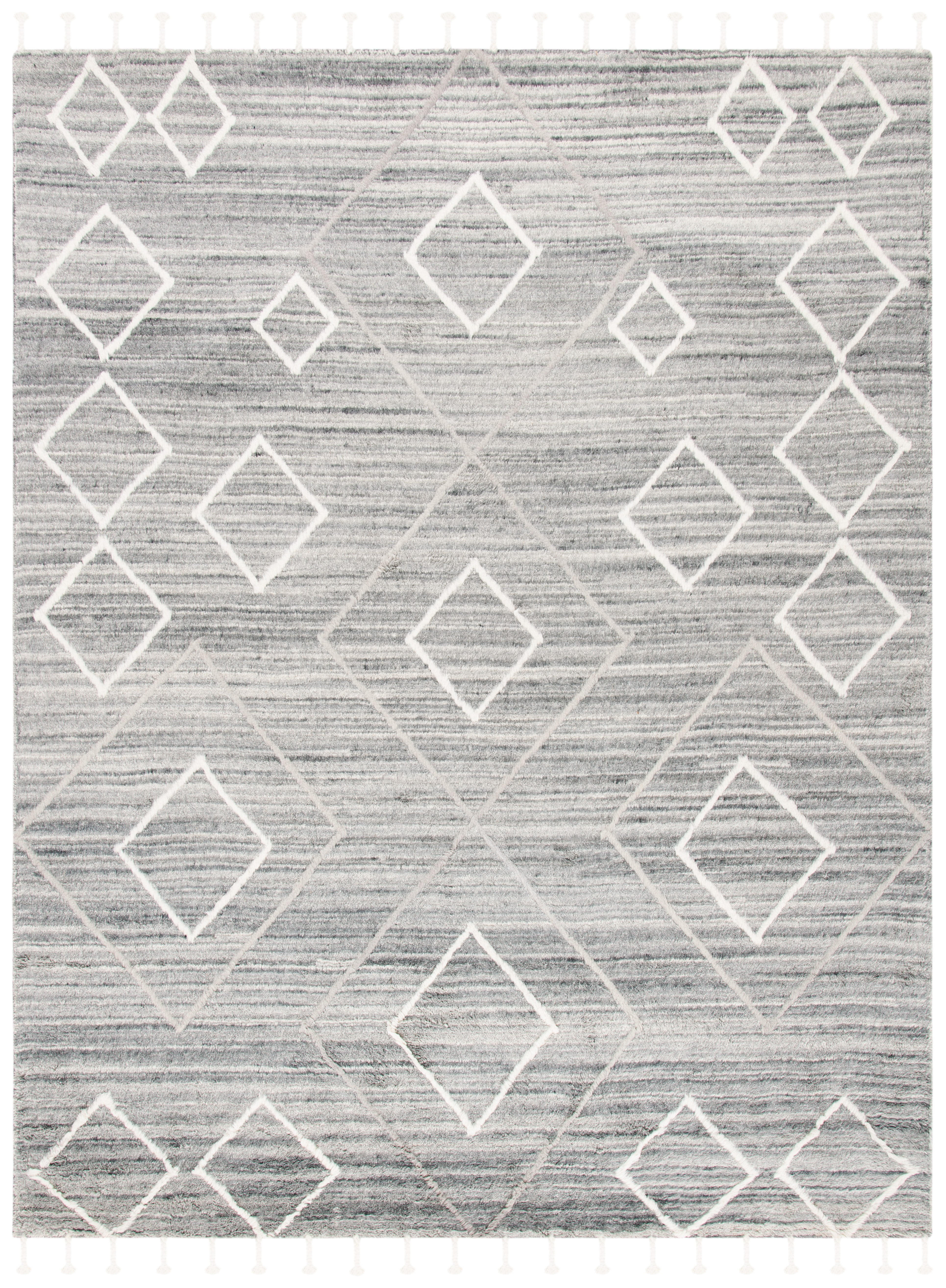 Luxurious Hand-Tufted Wool Shag Rug in Soft Gray, 8' x 10'