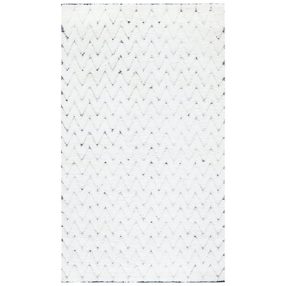 SAFAVIEH Casablanca Balfour Zig-Zag Area Rug, Ivory/Navy, 4' x 6'