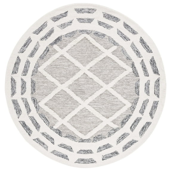SAFAVIEH Casablanca Bojan Diamond Area Rug, Grey/Ivory, 6' x 6' Round