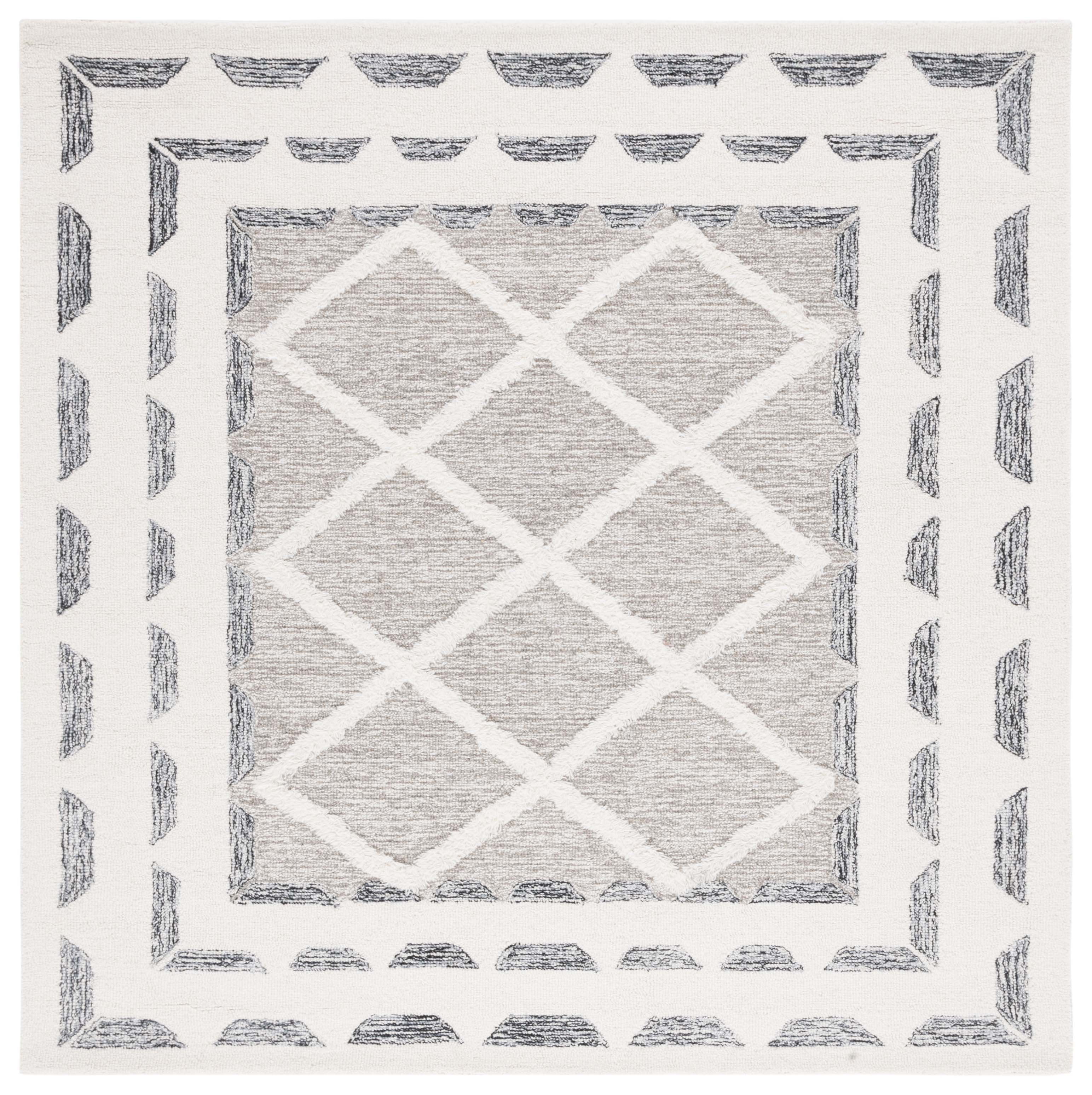 Luxurious Casablanca Square Gray Wool 6' Shag Area Rug