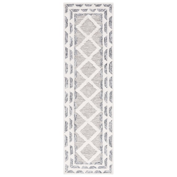 SAFAVIEH Casablanca Bojan Diamond Runner Rug, Grey/Ivory, 2'3" x 8'