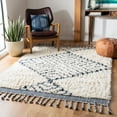 thumbnail image 1 of SAFAVIEH Casablanca Brad Geometric Wool Shag Area Rug, Ivory/Navy, 5' x 8', 1 of 9