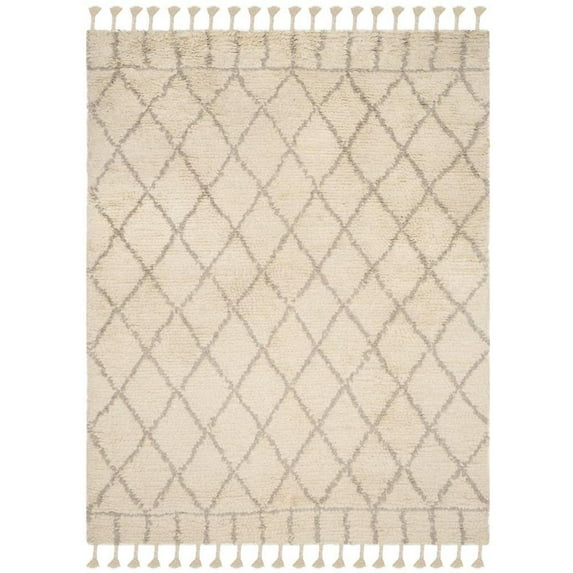 SAFAVIEH Casablanca Branson Aztec Shag Area Rug, Ivory/Light Grey, 9' x 12'