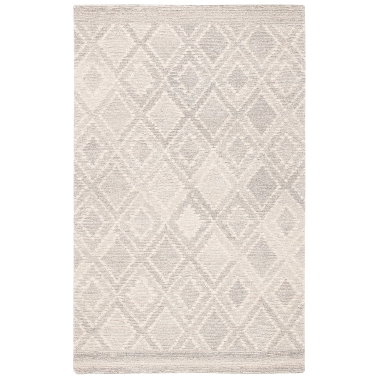 Gray Diamond Tufted Handmade Wool Shag Rug 3' x 5'