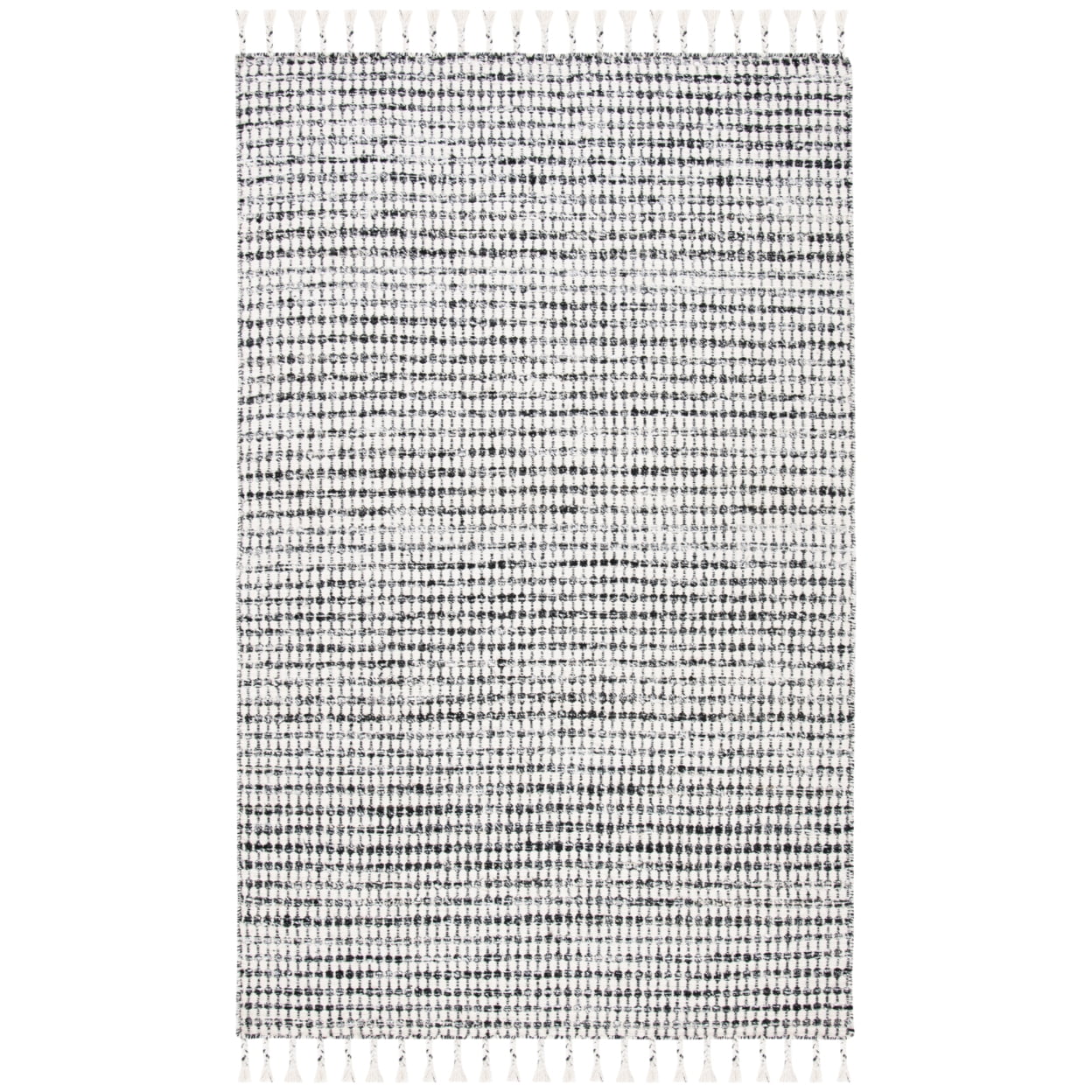 Gray and Ivory Handwoven Wool Silk Shag Rug 4' x 6'