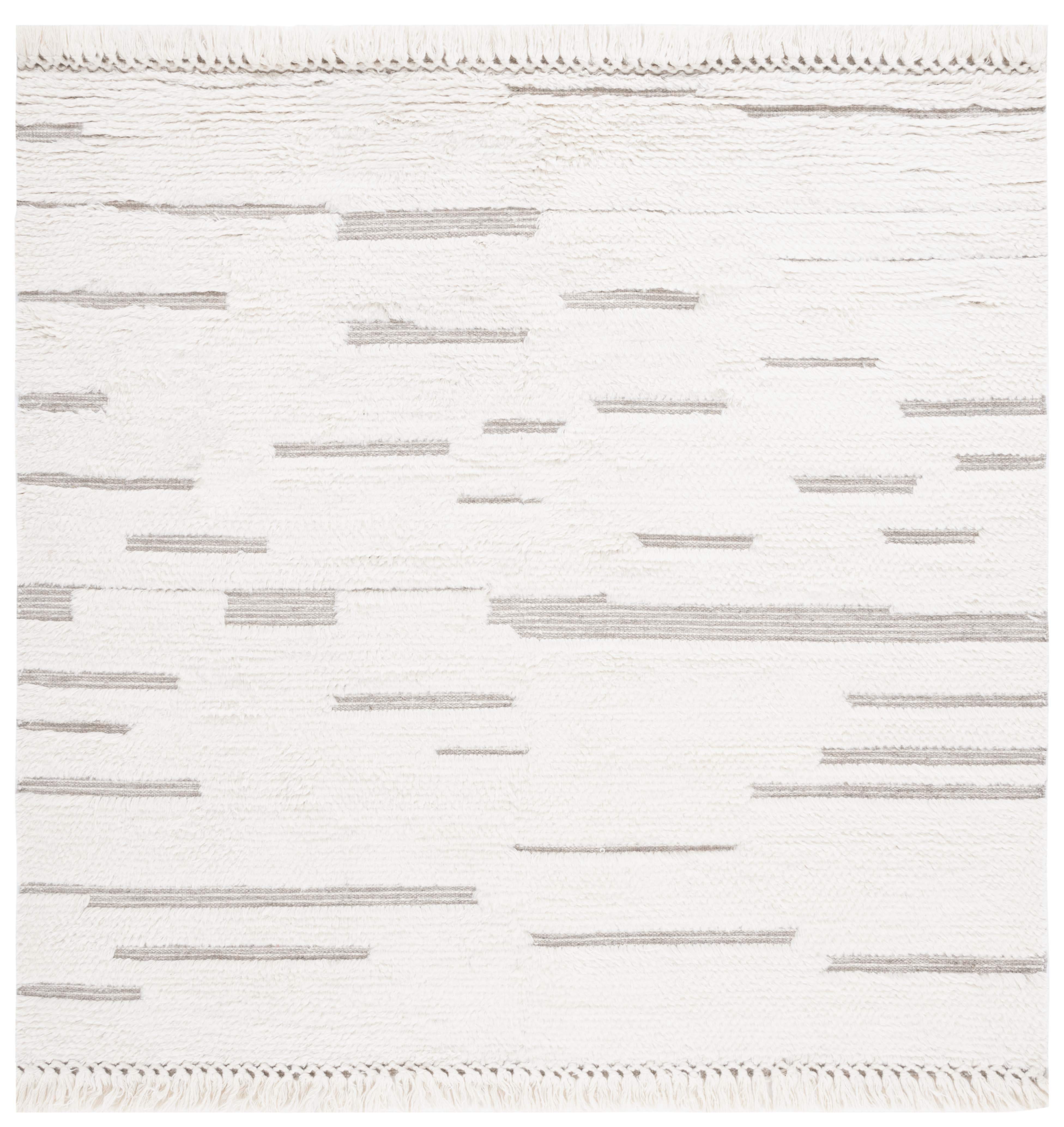 Ivory Hand-Tufted Wool 7' x 7' Square Area Rug