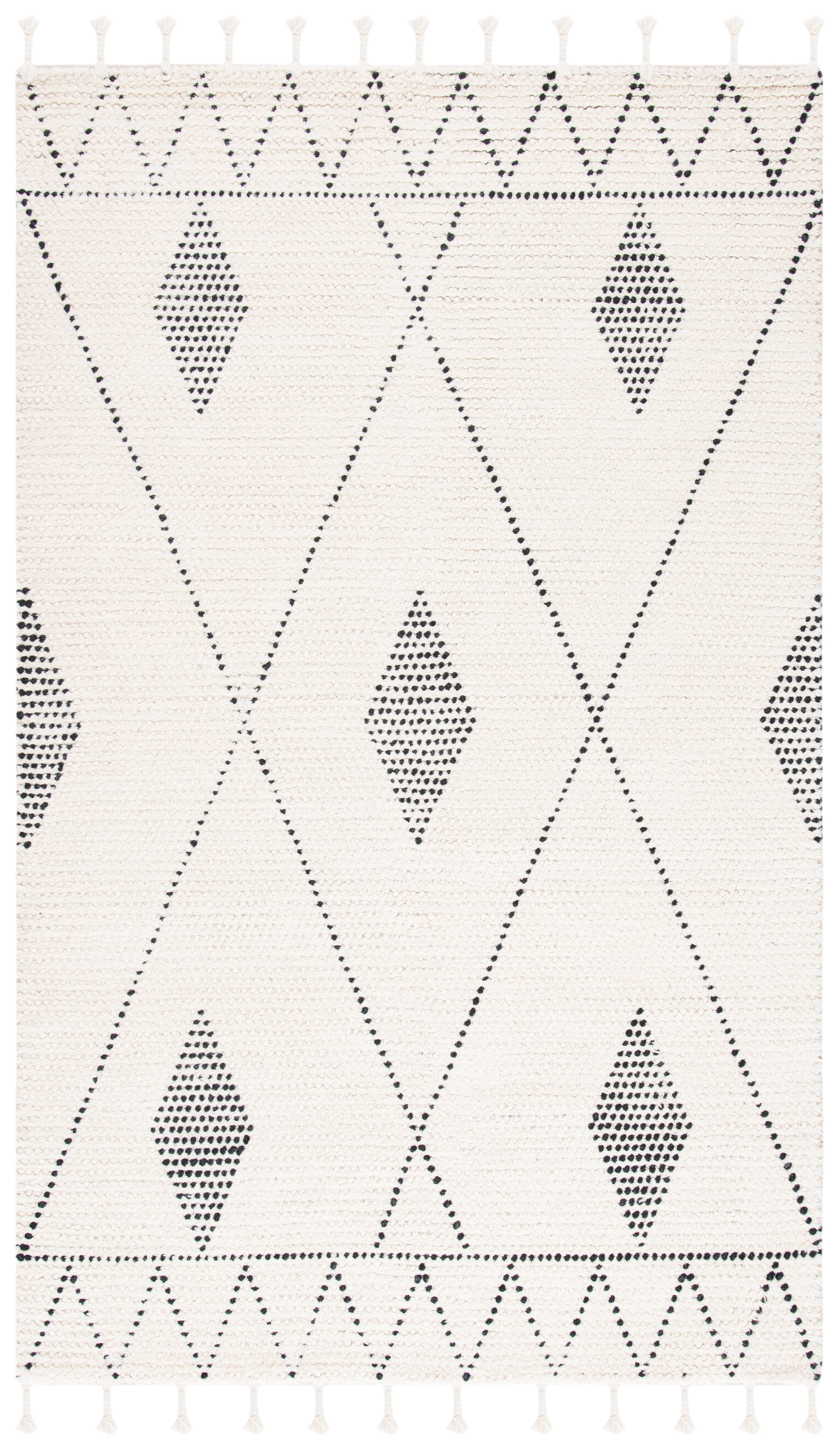 Casablanca 4' x 6' Black and Ivory Wool Hand-Tufted Shag Rug