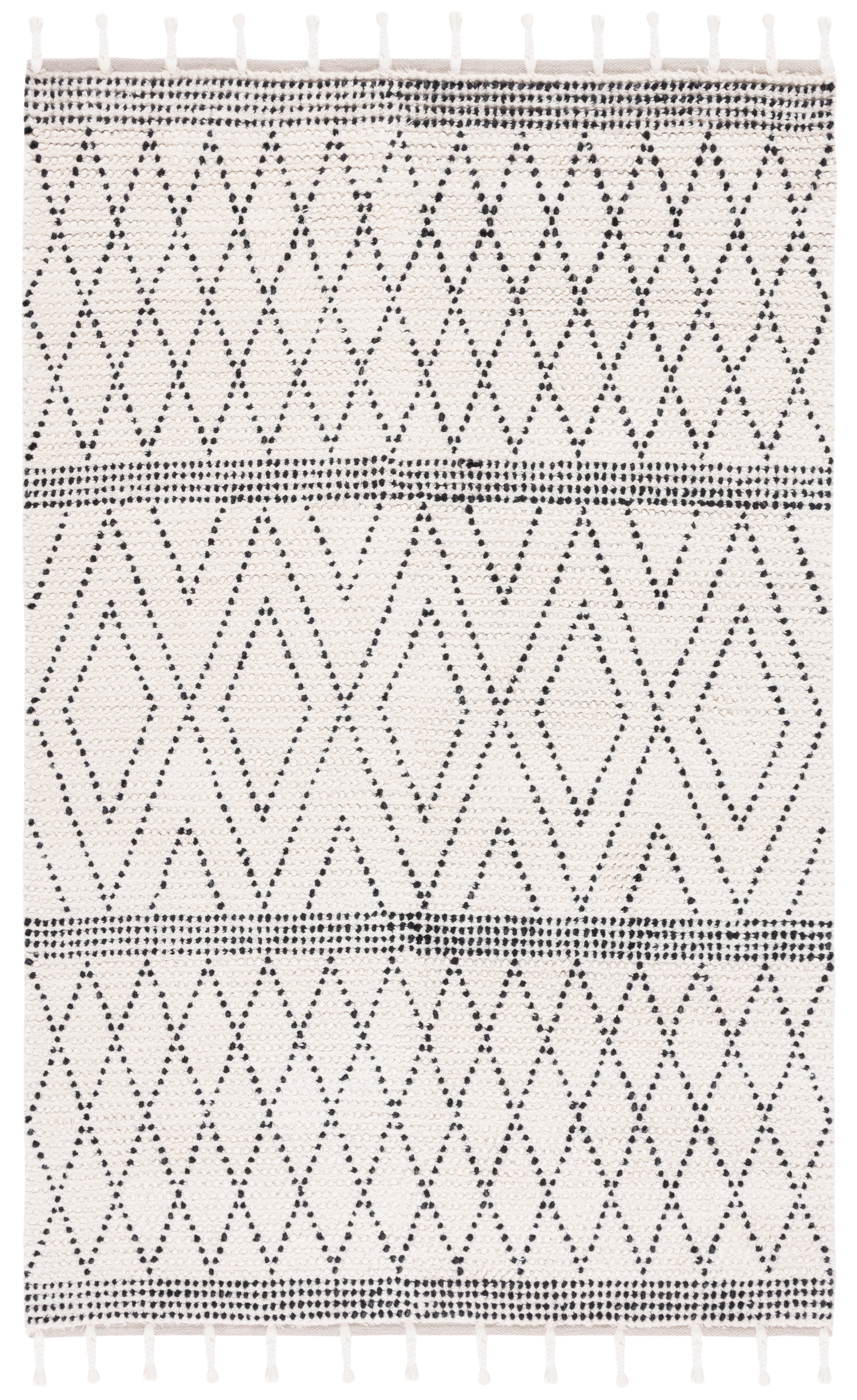 Casablanca Hand-Tufted Black and Ivory Shag Wool Rug - 3' x 5'
