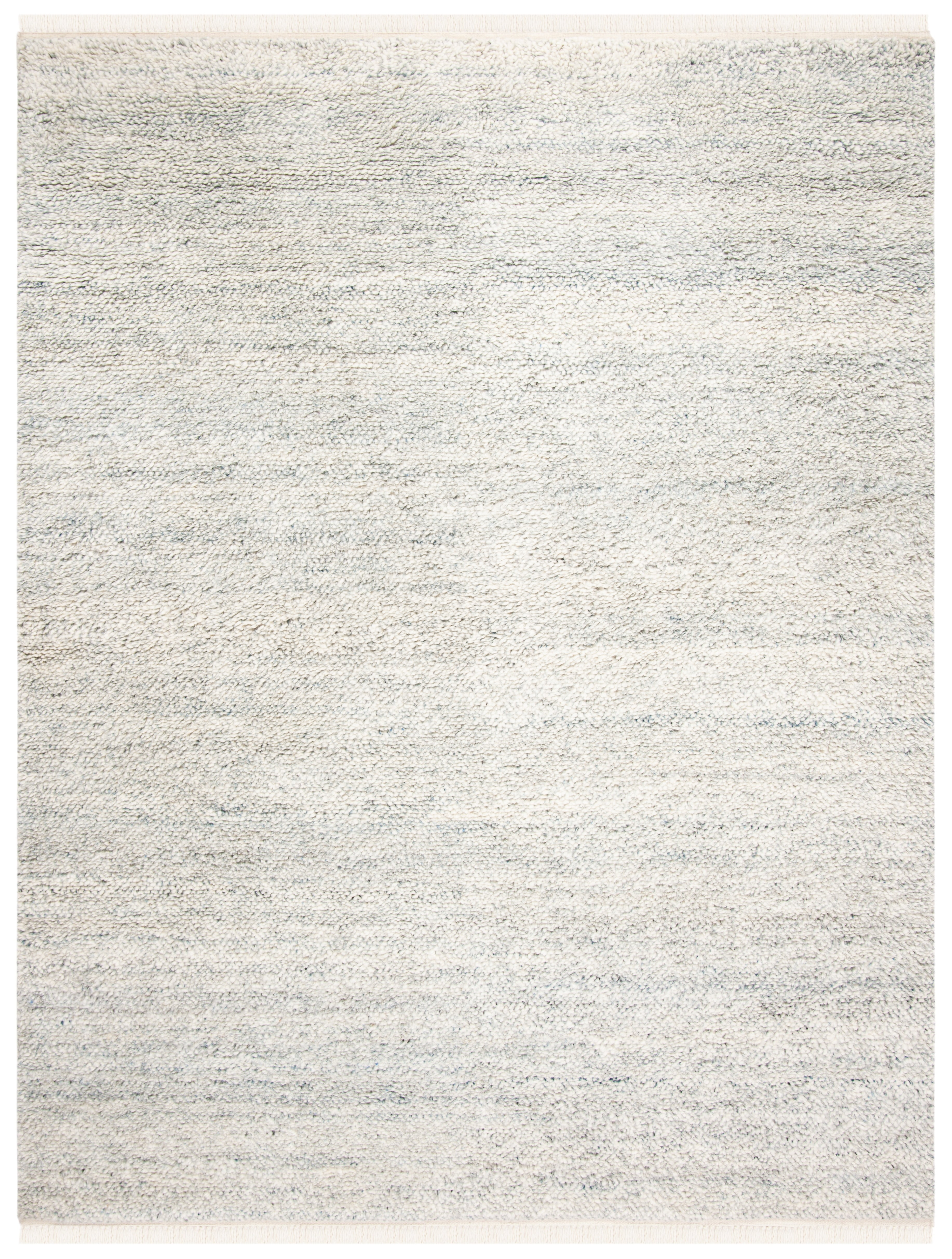 Coastal Charm Hand-Knotted Gray Wool 9' x 12' Area Rug with Fringe