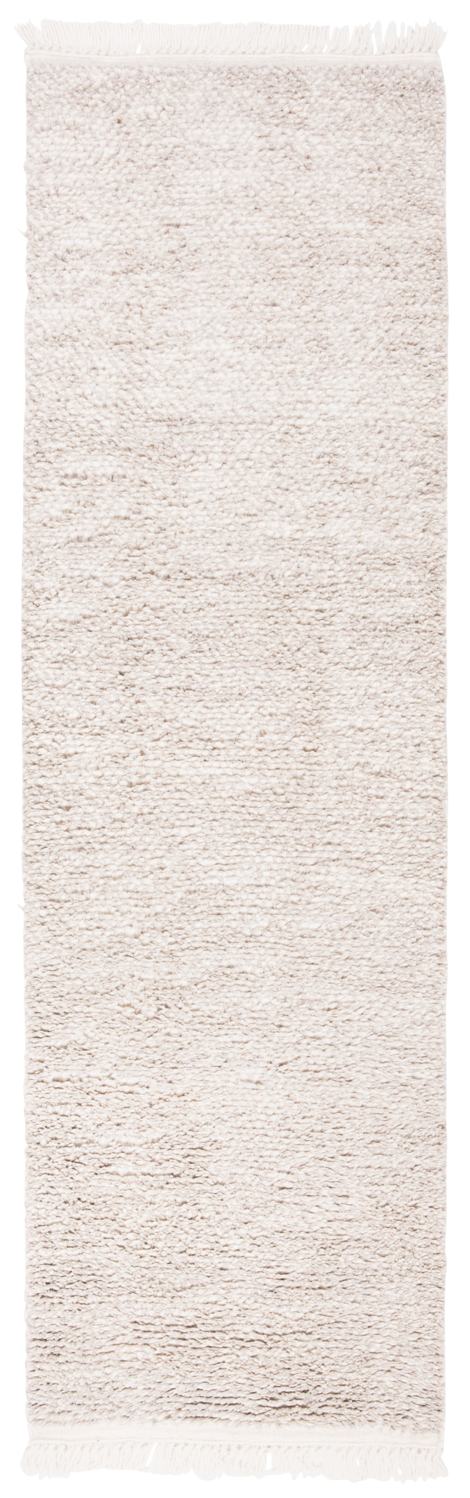Beige Hand-Knotted Wool Shag Runner Rug 2'6" x 6'