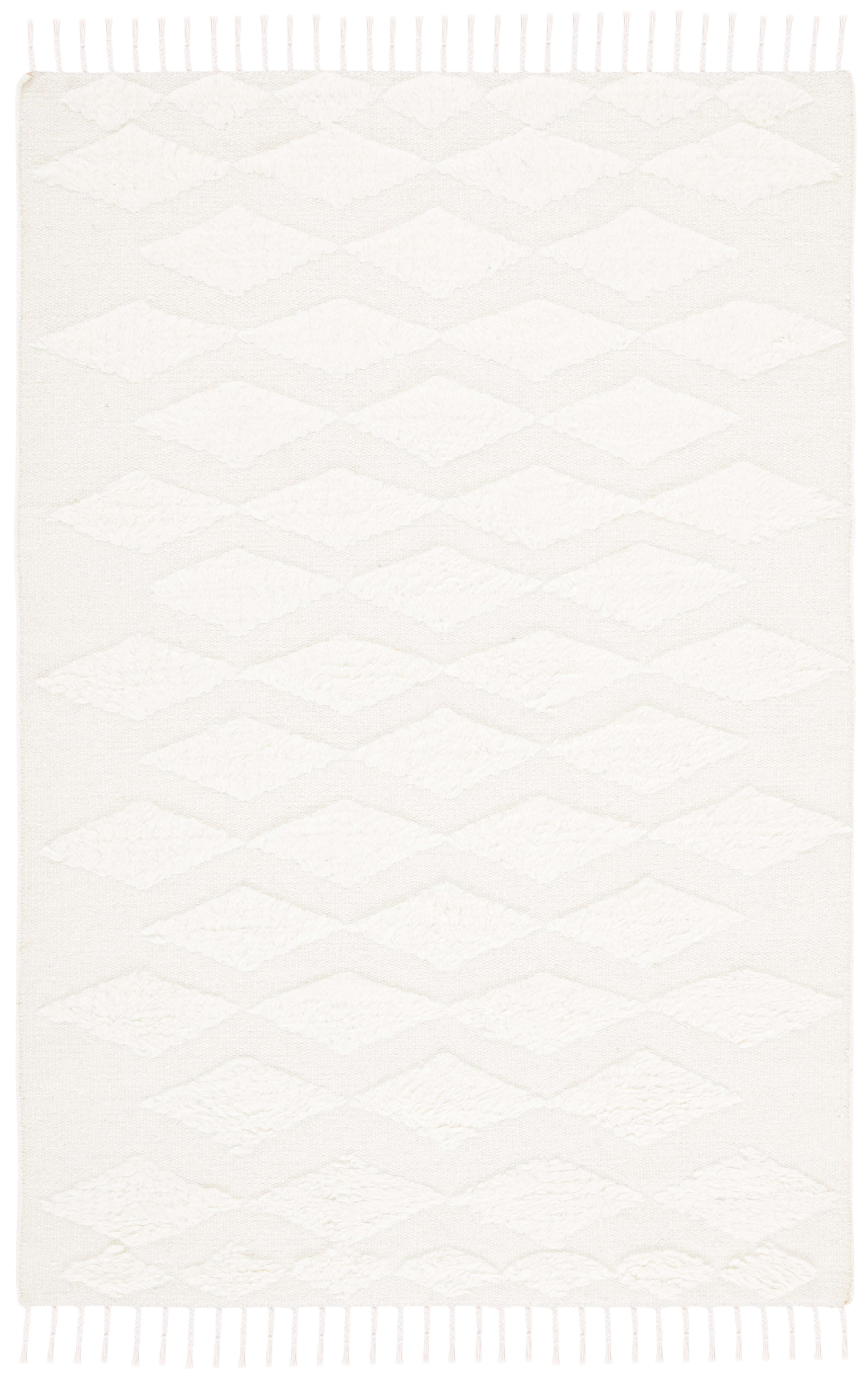Ivory Hand-Tufted Wool Shag Rug, 3' x 5'