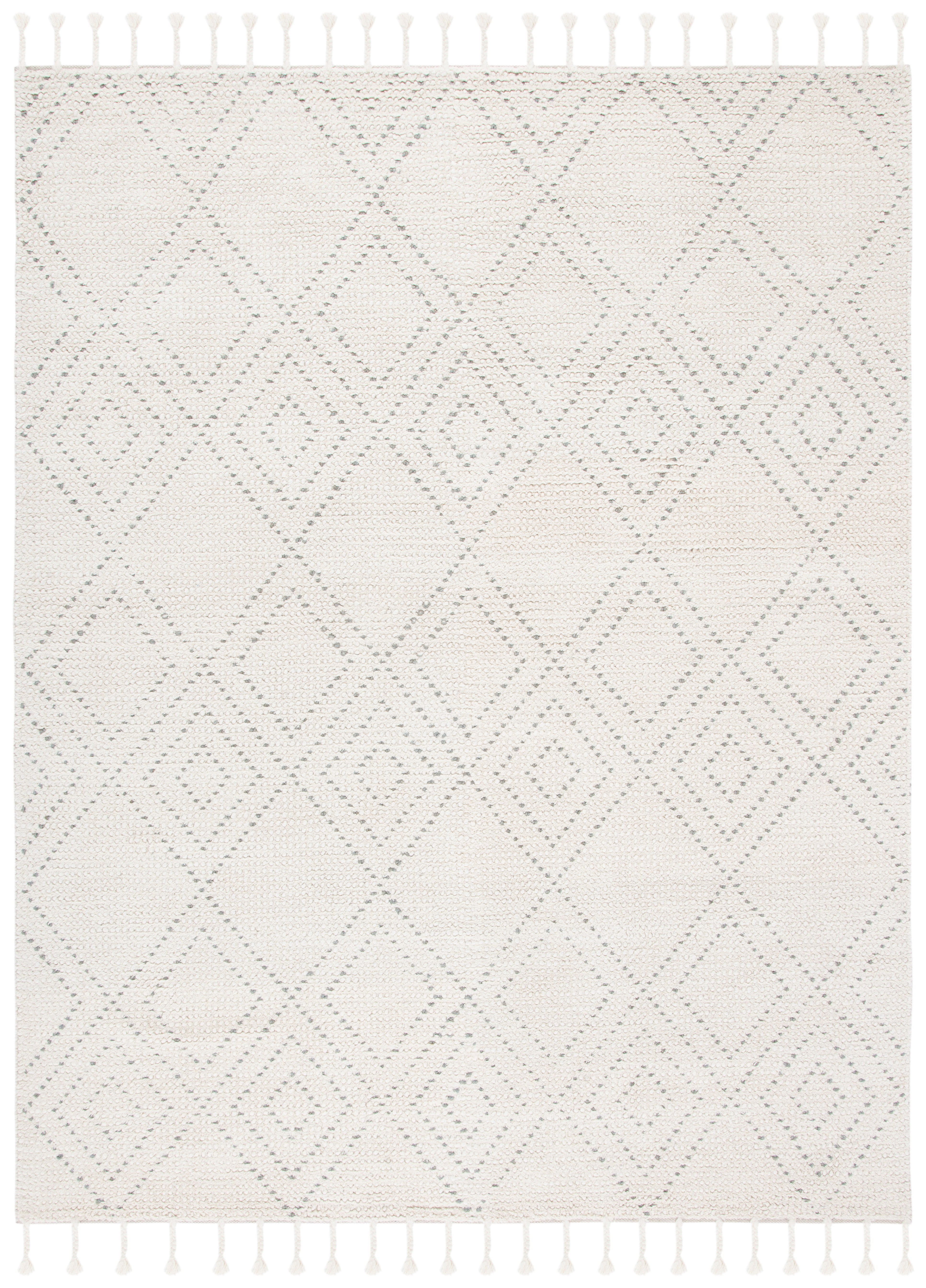 Ivory and Grey 8' x 10' Handmade Wool Shag Rug