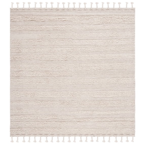 SAFAVIEH Casablanca Candida Striped Wool Area Rug, Beige, 7' x 7' Square