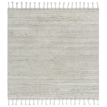 SAFAVIEH Casablanca Candida Striped Wool Area Rug, Grey, 7' x 7' Square